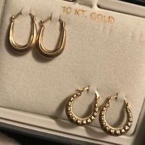 NWT 10 KT Gold Hoop Earrings - 2 sets in box